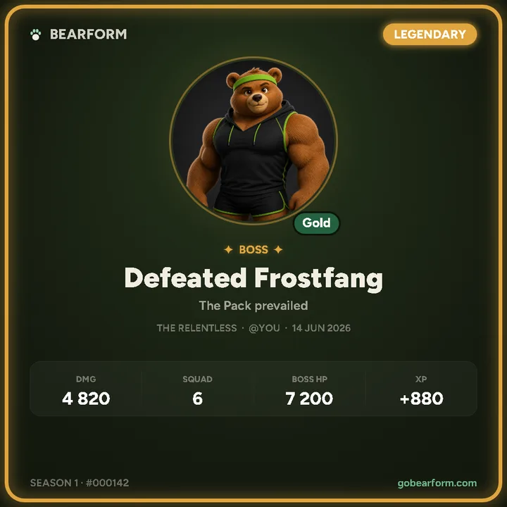 Boss defeated card, defeated Frostfang