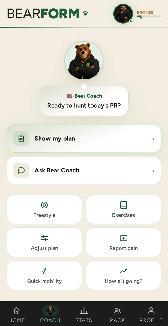 Chatting with Bear Coach about your plan